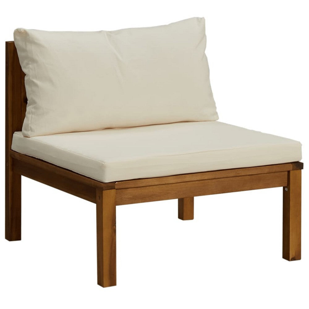 Lina 5pc Outdoor Modular Sofa and Coffee Table Set Brown Acacia Wood BM325896