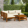 Lina 5pc Outdoor Modular Sofa and Coffee Table Set, Brown Acacia Wood