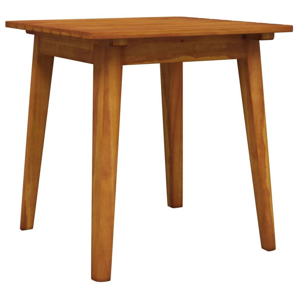 3pc Outdoor Tea Table Set 2 Chair Slatted Solid Brown Acacia Wood BM325897