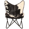 Srie Handmade Butterfly Chair Steel Black and White Goat Leather BM325898