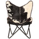 Srie Handmade Butterfly Chair Steel Black and White Goat Leather BM325898