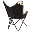 Srie Handmade Butterfly Chair Steel Black and White Goat Leather BM325898