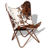 Srie Butterfly Chair, Steel Frame, Brown and White Cowhide Leather
