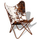 Srie Butterfly Chair, Steel Frame, Brown and White Cowhide Leather