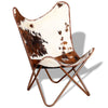 Srie Butterfly Chair Steel Frame Brown and White Cowhide Leather BM325899