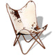 Srie Butterfly Chair Steel Frame Brown and White Cowhide Leather BM325899