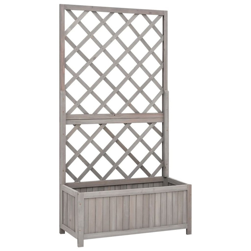 Simi Outdoor Garden Planter Built In Trellis 53 Inch Gray Solid Wood BM325901