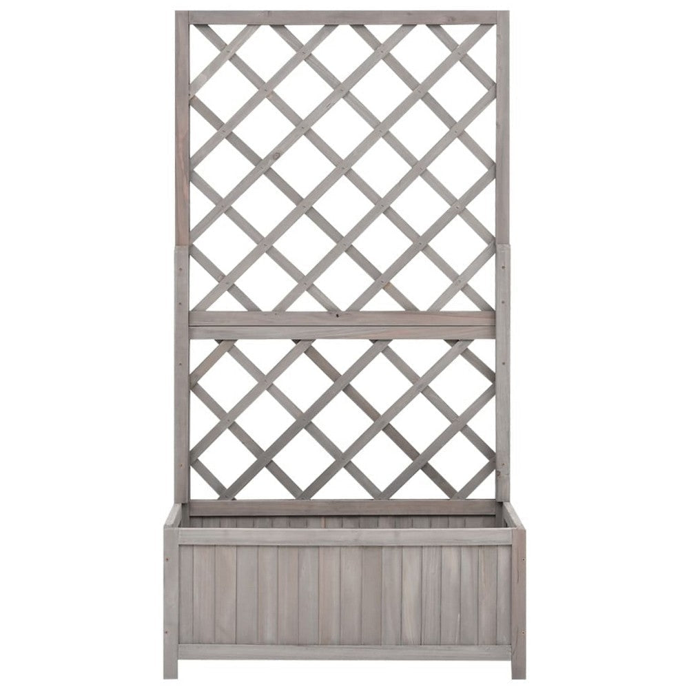 Simi Outdoor Garden Planter Built In Trellis 53 Inch Gray Solid Wood BM325901