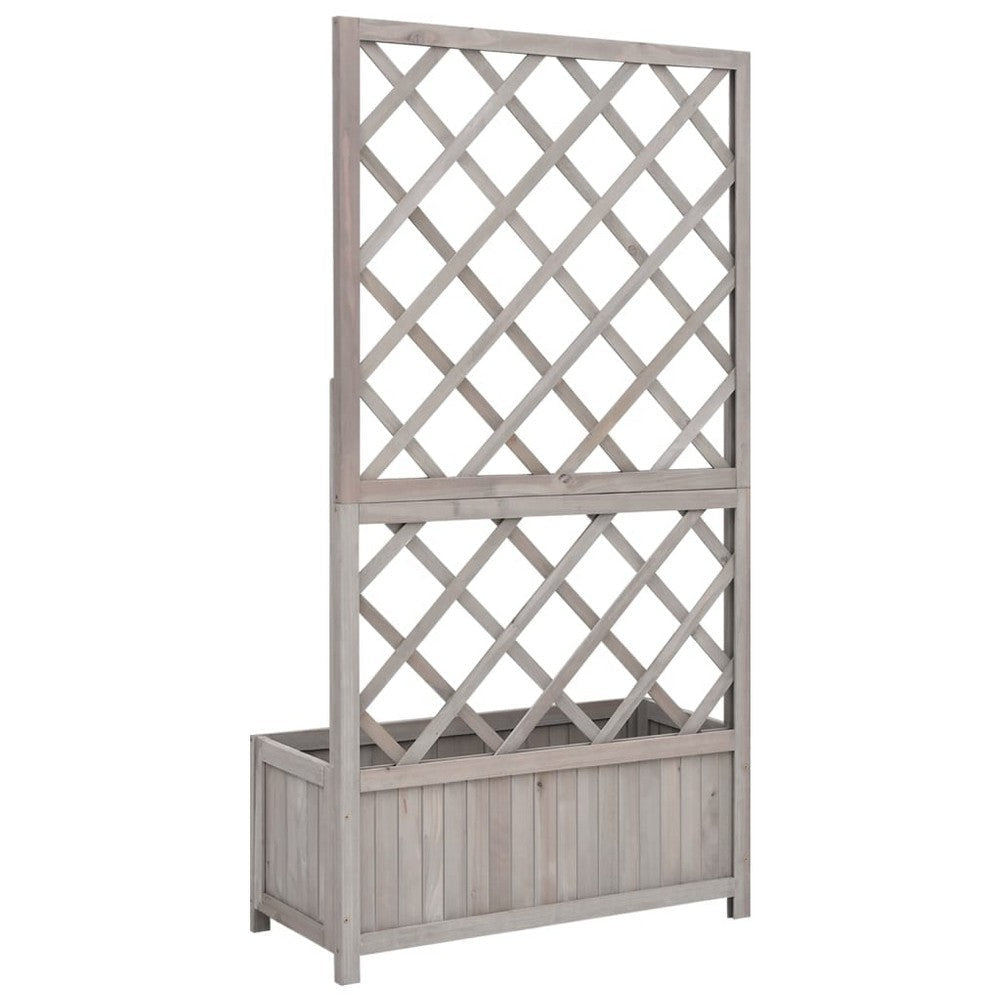 Simi Outdoor Garden Planter Built In Trellis 53 Inch Gray Solid Wood BM325901