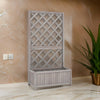 Simi Outdoor Garden Planter, Built In Trellis, 53 Inch Gray Solid Wood