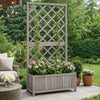 Simi Outdoor Garden Planter, Built In Trellis, 53 Inch Gray Solid Wood