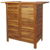 Outdoor Bar Counter Table w Shelves, 43 Inch Brown Solid Acacia Wood