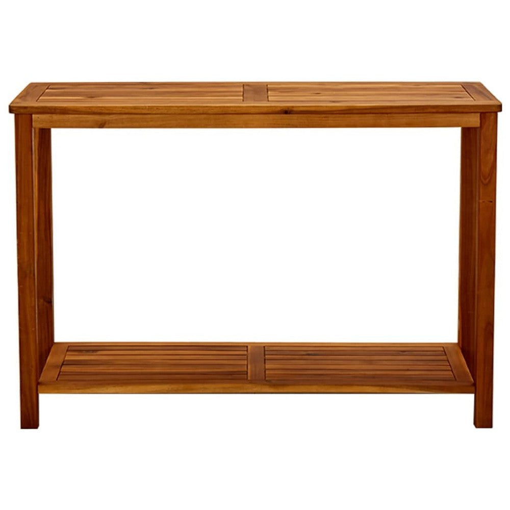 Outdoor Console Table Bottom Shelf 43 Inch Brown Solid Acacia Wood BM325905