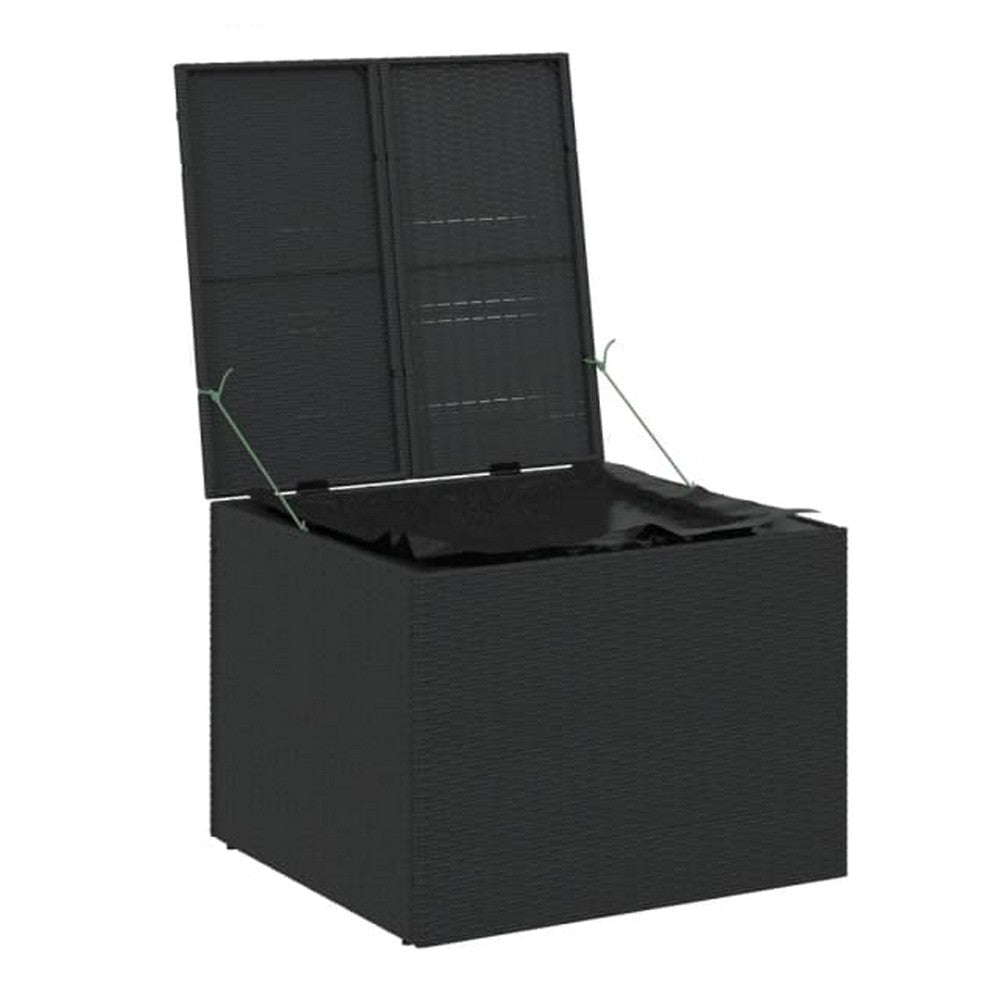 Outdoor Storage Box Water Resistant Inner Bag 32 Inch Black PE Rattan BM325907