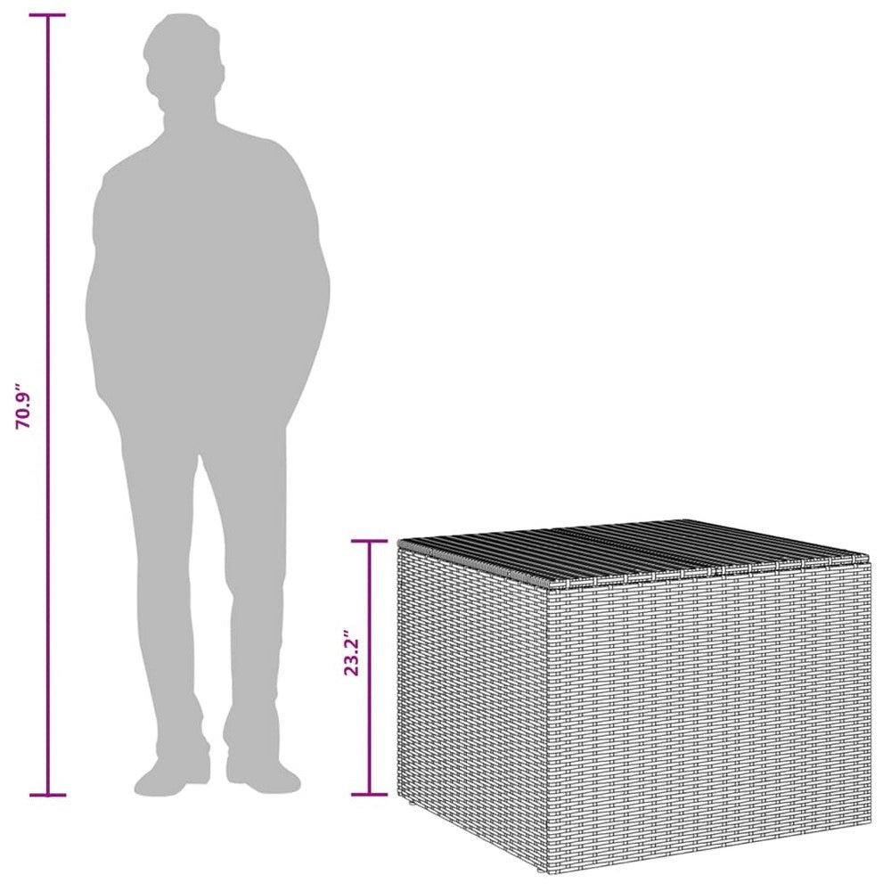 Outdoor Storage Box Water Resistant Inner Bag 32 Inch Black PE Rattan BM325907