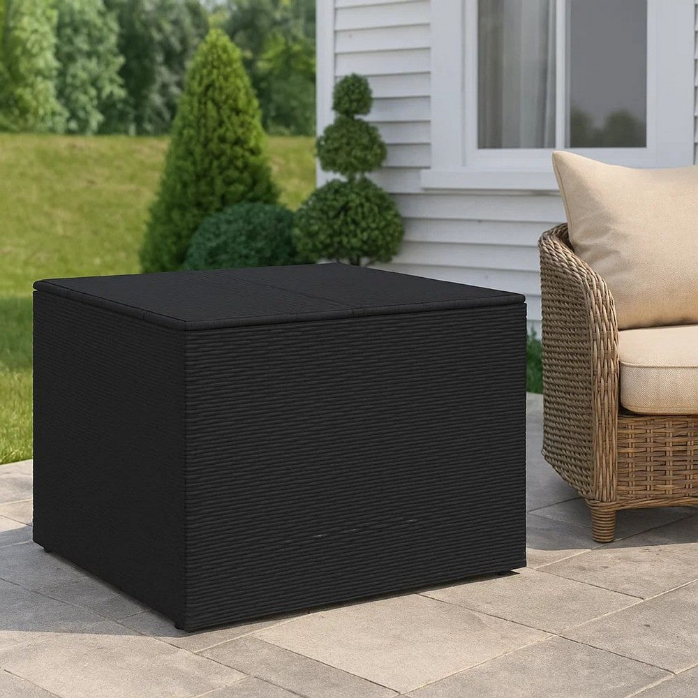 Outdoor Storage Box, Water Resistant Inner Bag 32 Inch Black PE Rattan