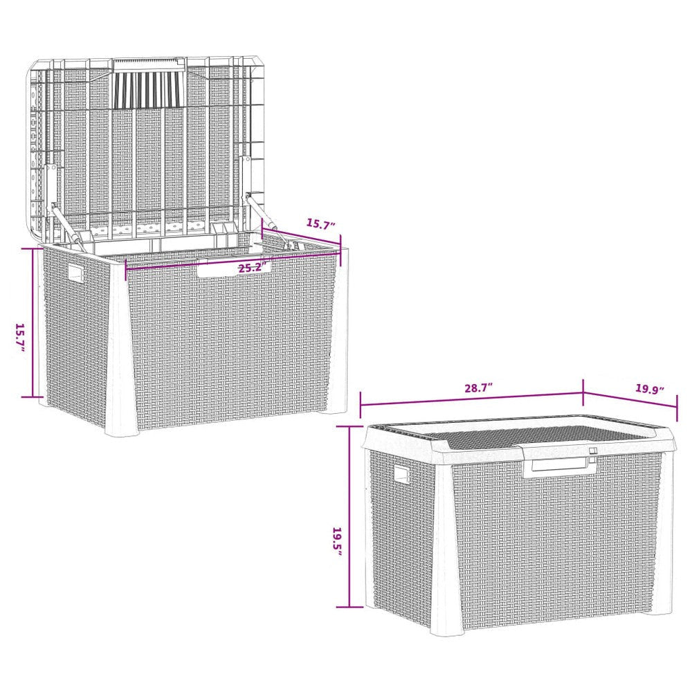 Outdoor Storage Box 33 Gallon Capacity 29 Inch Weather Resistant Gray BM325908