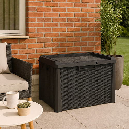 Outdoor Storage Box, 33 Gallon Capacity 29 Inch Weather Resistant Gray