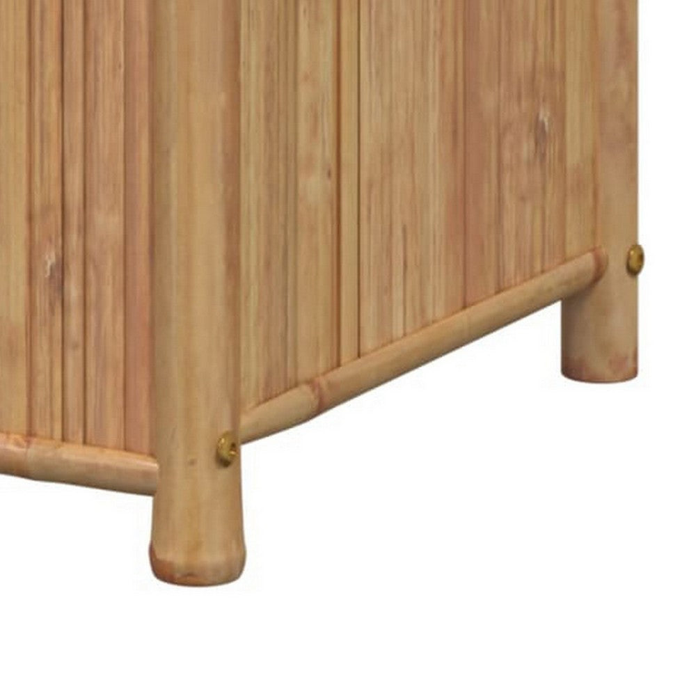 Outdoor Planter, Raised Design, 20 Inch Natural Brown Bamboo Finish