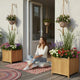 Outdoor Planter, Raised Design, 20 Inch Natural Brown Bamboo Finish