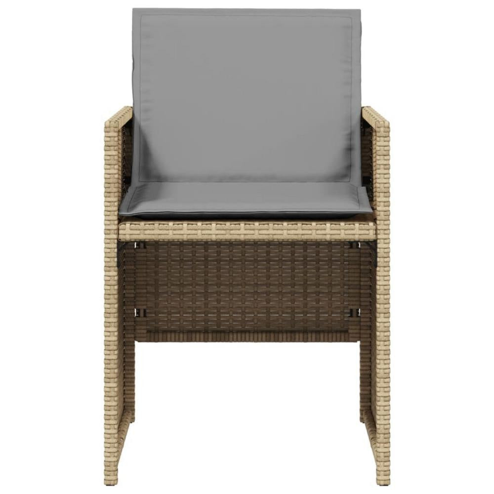 Outdoor Accent Chair Set of 4 Beige Rattan Gray High Back Cushions BM325911