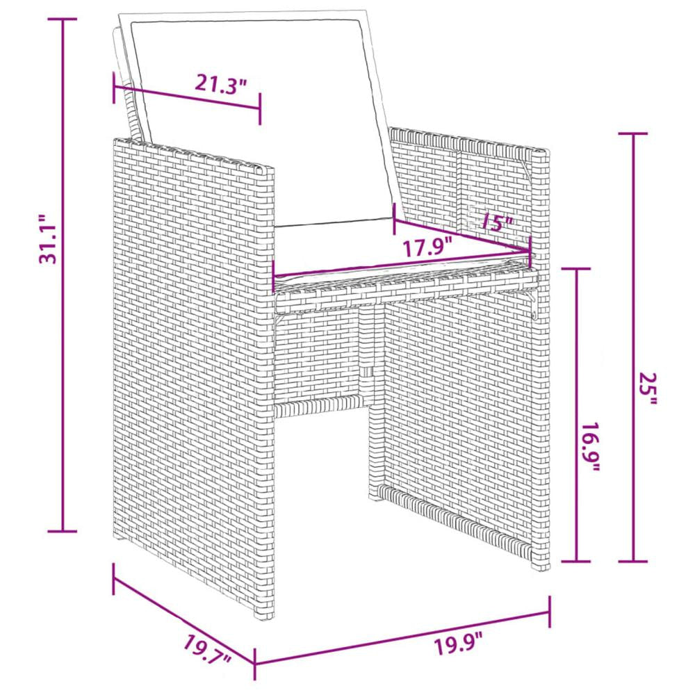 Outdoor Accent Chair Set of 4 Beige Rattan Gray High Back Cushions BM325911