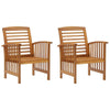 Outdoor Accent Chair Set of 2, Curved Arms, Slatted Brown Acacia Wood
