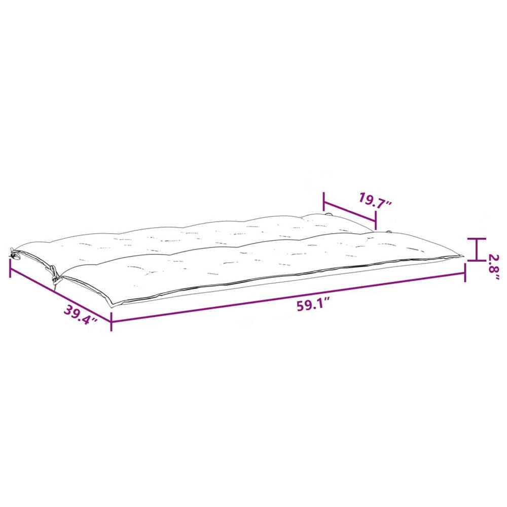 Claire Outdoor Cushion for Bench 59 Inch Black Tufted Oxford Fabric BM325917