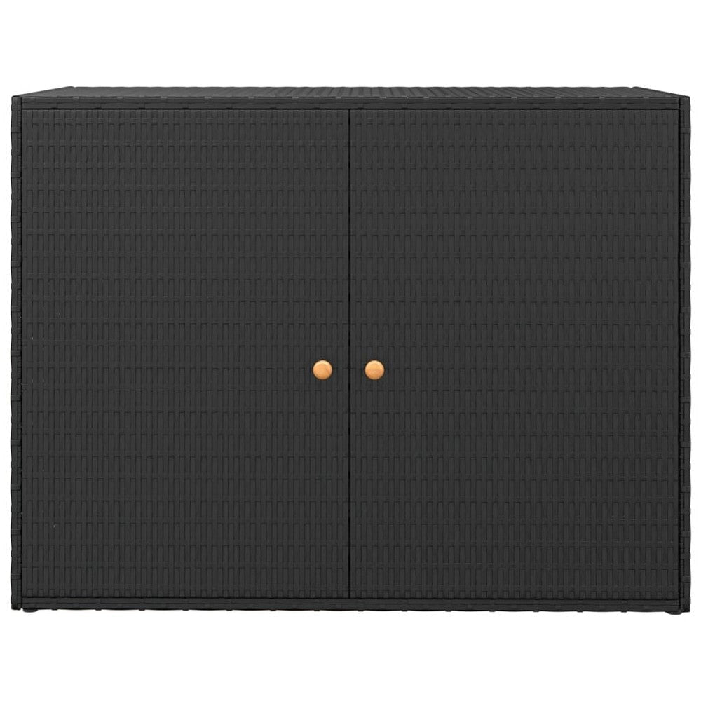 Outdoor Storage Cabinet Solid Acacia Wood 39 Inch Black PE Rattan BM325920