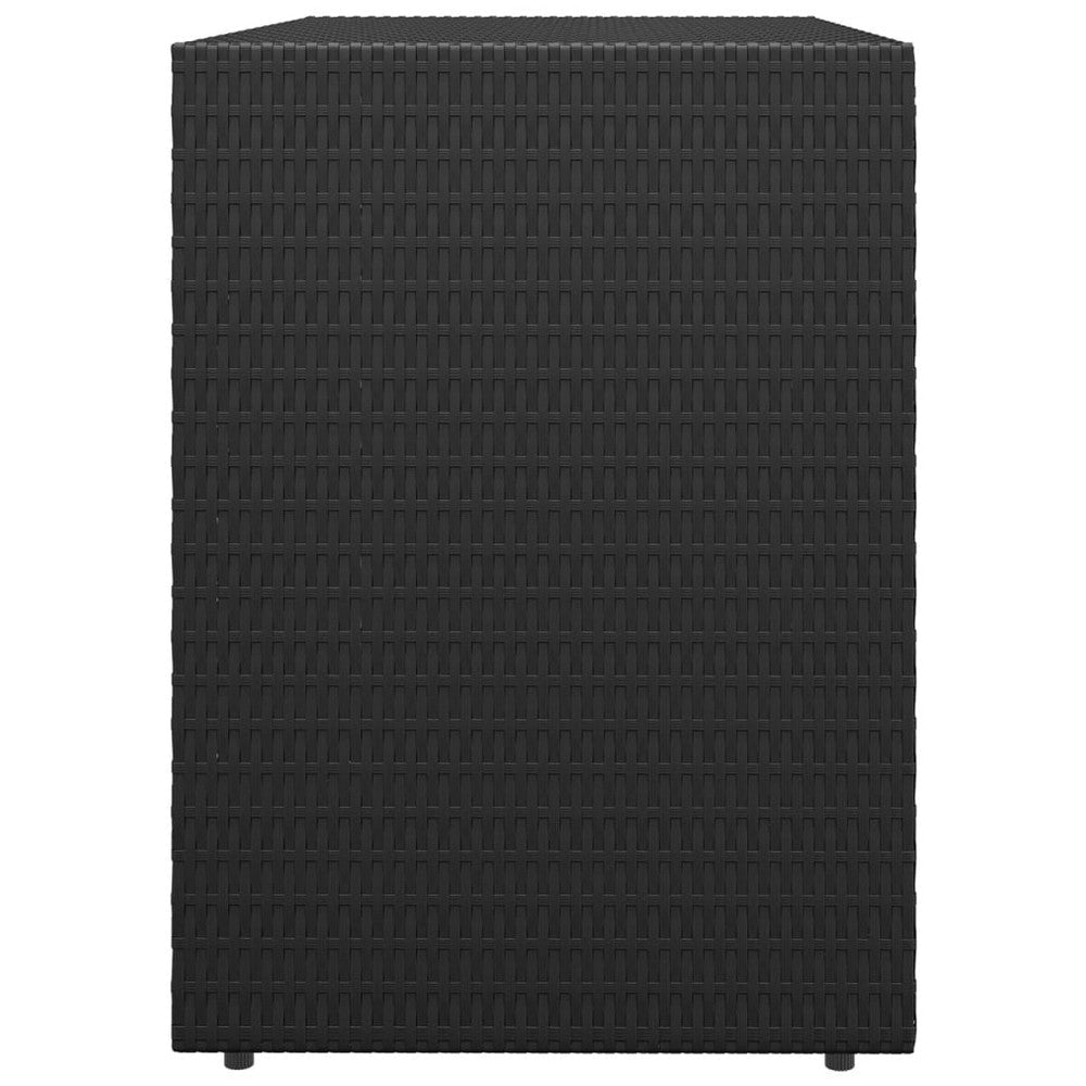 Outdoor Storage Cabinet Solid Acacia Wood 39 Inch Black PE Rattan BM325920