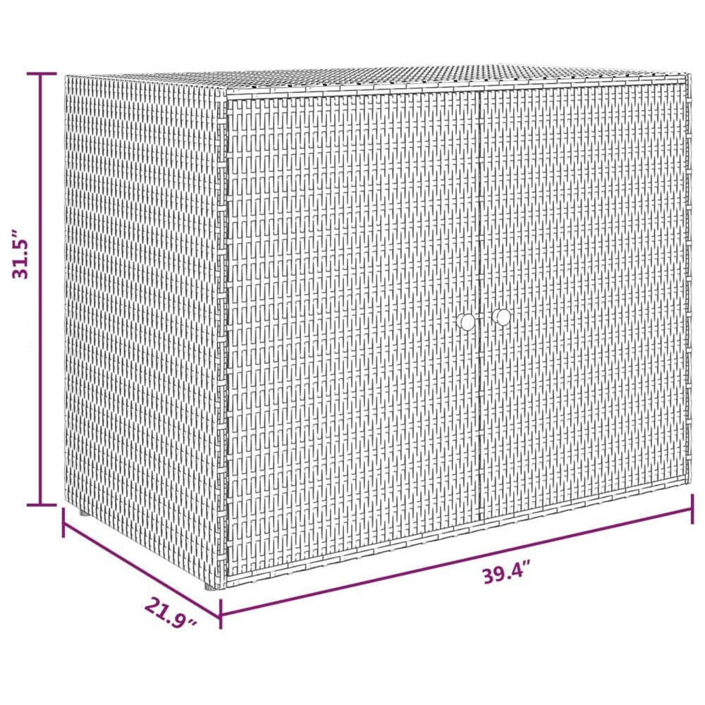 Outdoor Storage Cabinet Solid Acacia Wood 39 Inch Black PE Rattan BM325920