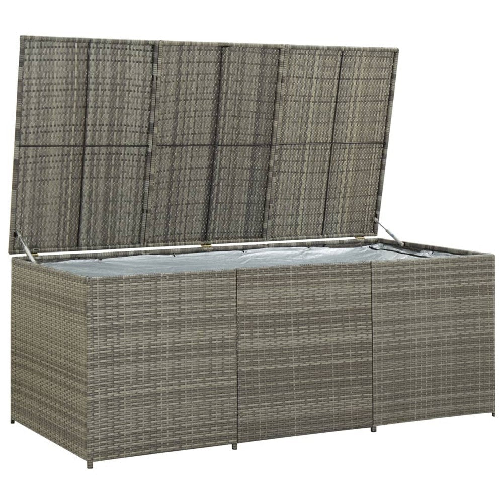 Outdoor Storage Box with Gas Lift 71 Inch Rectangular Gray Rattan BM325921