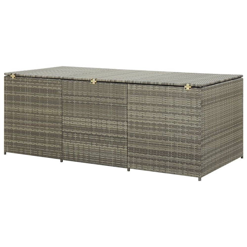 Outdoor Storage Box with Gas Lift 71 Inch Rectangular Gray Rattan BM325921