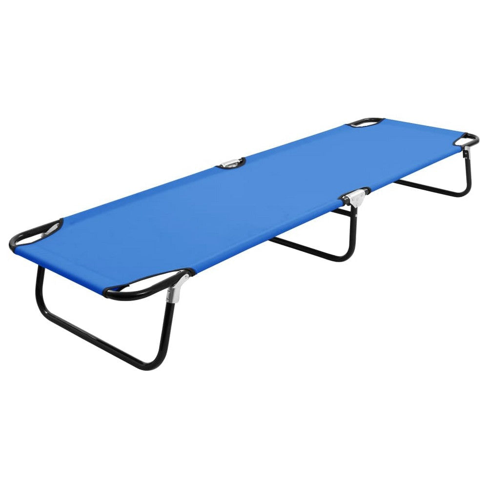 Zena Outdoor Foldable Sun Chaise Lounger 75inch, Steel, Blue Polyester