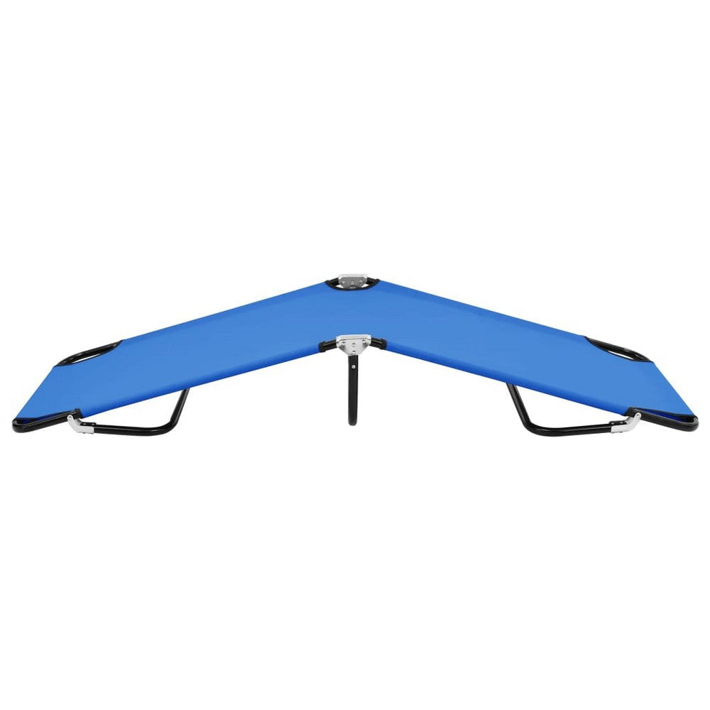 Zena Outdoor Foldable Sun Chaise Lounger 75inch Steel Blue Polyester BM325922
