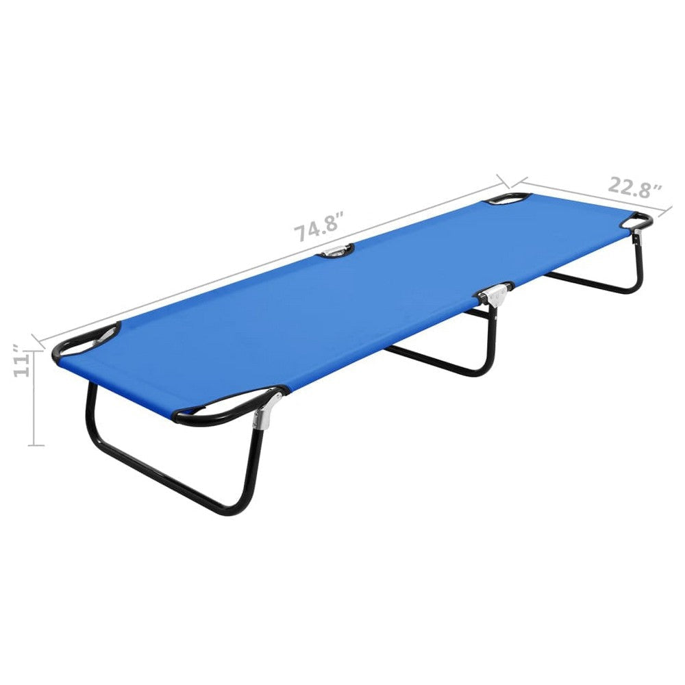 Zena Outdoor Foldable Sun Chaise Lounger 75inch Steel Blue Polyester BM325922