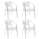 Outdoor Stackable Dining Chair Set of 4, Ergonomic, Silver Aluminum