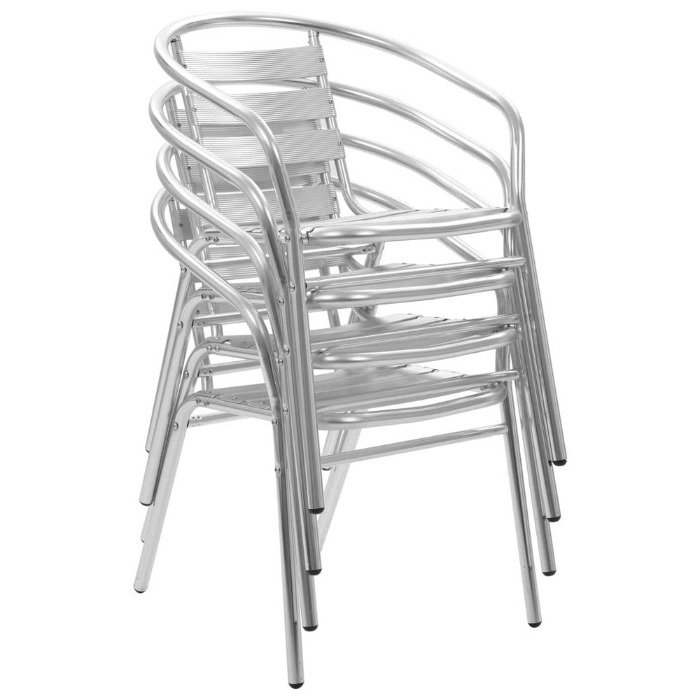 Outdoor Stackable Dining Chair Set of 4 Ergonomic Silver Aluminum BM325924