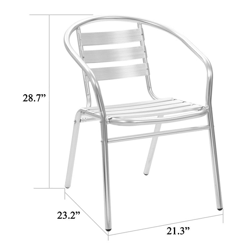 Outdoor Stackable Dining Chair Set of 4 Ergonomic Silver Aluminum BM325924