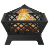 Outdoor Fire Pit with Poker n Mesh Cover 25 Inch Square Black Steel BM325926