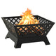 Outdoor Fire Pit with Poker n Mesh Cover 25 Inch Square Black Steel BM325926