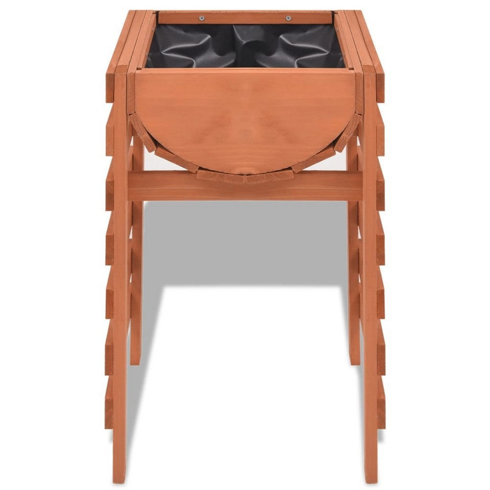 Outdoor Planter with Standing Slatted Design Natural Brown Fir Wood BM325927