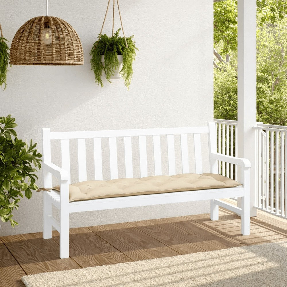 Claire Cushion for Bench with Tie Ropes, Beige Tufted Oxford Fabric