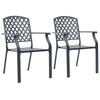Stackable Outdoor Dining Chair Set of 2, Mesh Black Steel, 17 Inch