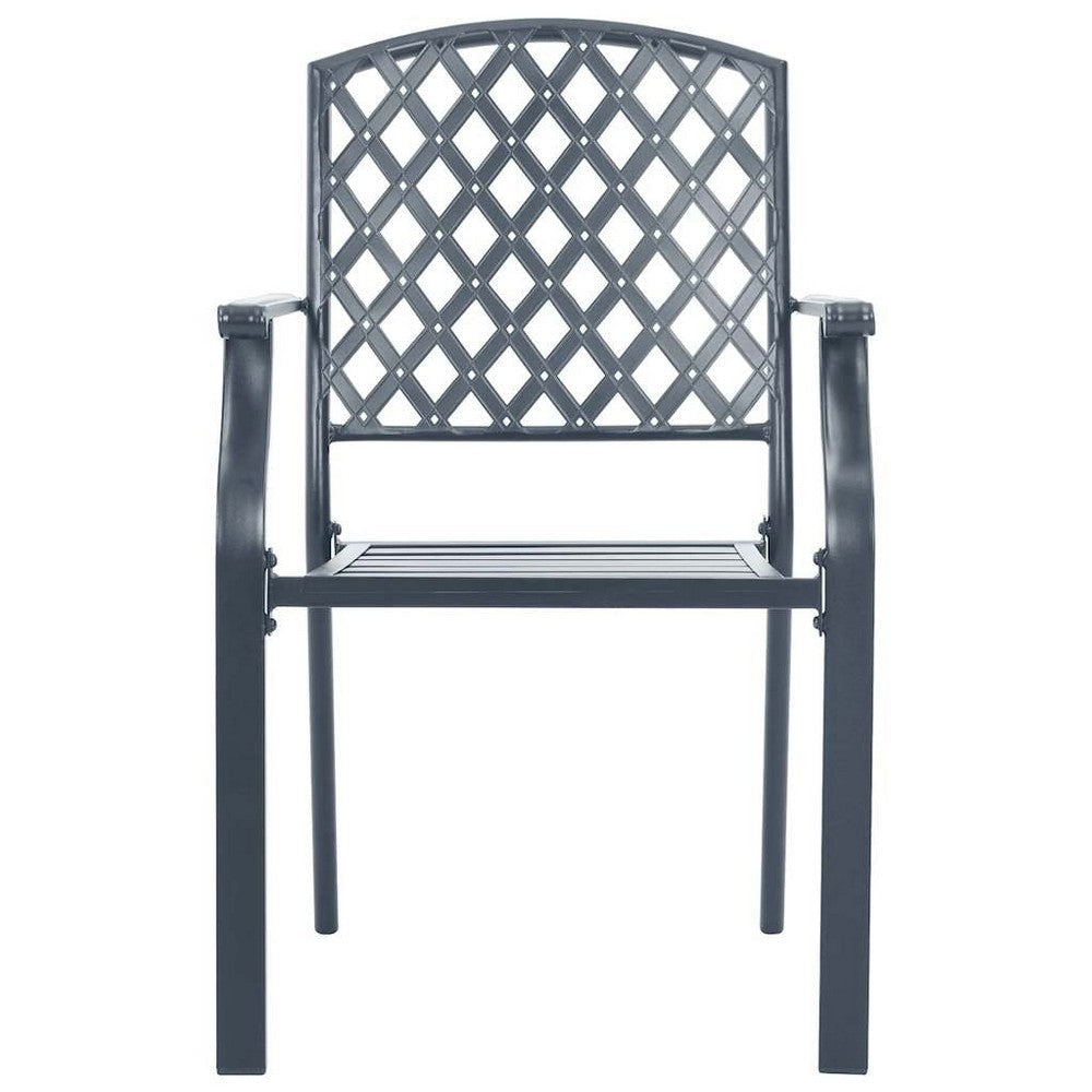 Stackable Outdoor Dining Chair Set of 2 Mesh Black Steel 17 Inch BM325930