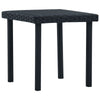 Outdoor Side End Tea Table, 16 Inch Steel, Square Black Poly Rattan