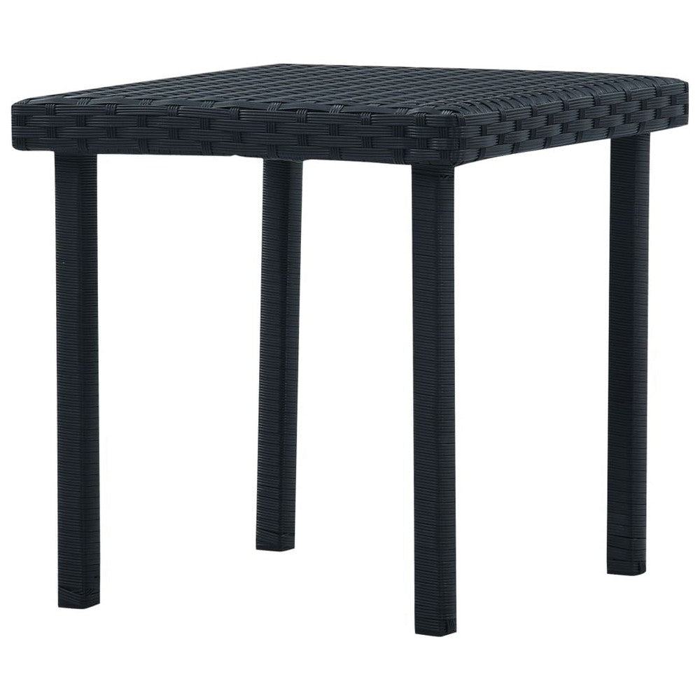 Outdoor Side End Tea Table 16 Inch Steel Square Black Poly Rattan BM325932