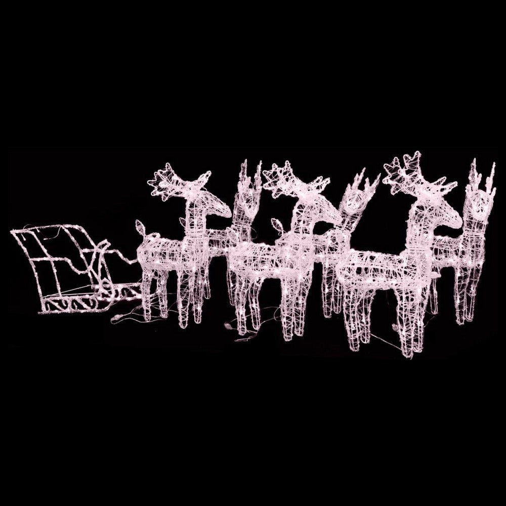 Outdoor 6 Reindeer and Sleigh Christmas Decoration, 320 Warm White LED