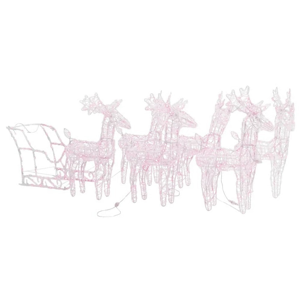 Outdoor 6 Reindeer and Sleigh Christmas Decoration 320 Warm White LED BM325933
