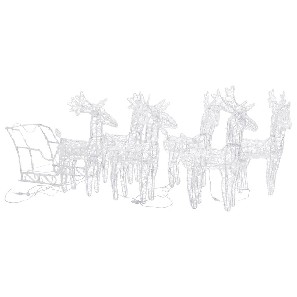 Outdoor 6 Reindeer and Sleigh Christmas Decoration 320 Warm White LED BM325933